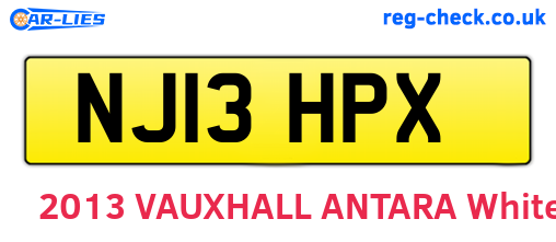 NJ13HPX are the vehicle registration plates.