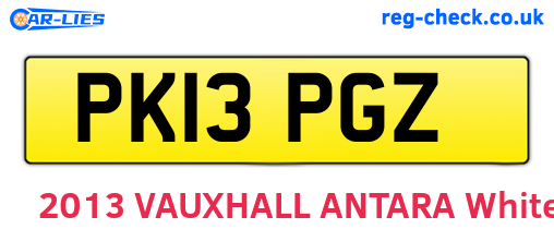 PK13PGZ are the vehicle registration plates.
