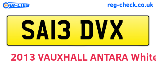 SA13DVX are the vehicle registration plates.