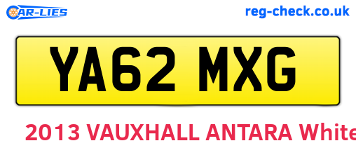 YA62MXG are the vehicle registration plates.