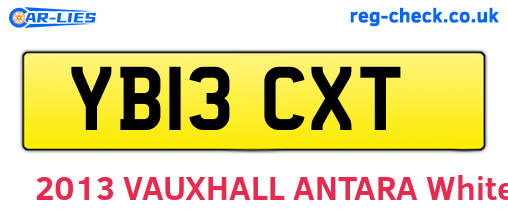 YB13CXT are the vehicle registration plates.