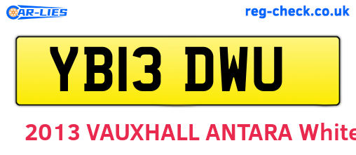 YB13DWU are the vehicle registration plates.
