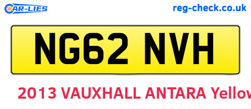 NG62NVH are the vehicle registration plates.