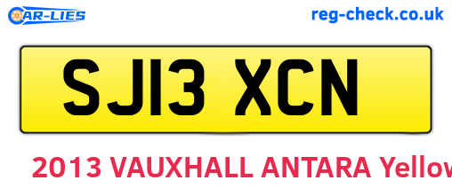SJ13XCN are the vehicle registration plates.