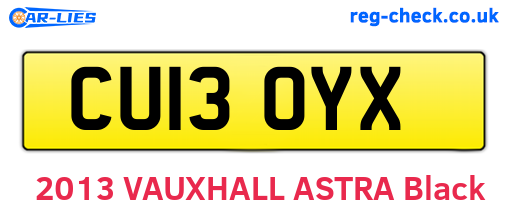 CU13OYX are the vehicle registration plates.