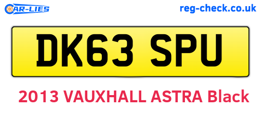 DK63SPU are the vehicle registration plates.