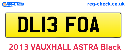 DL13FOA are the vehicle registration plates.