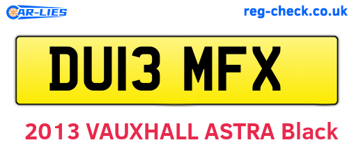 DU13MFX are the vehicle registration plates.