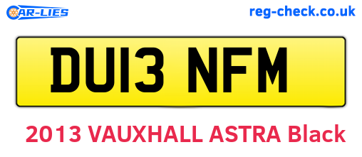 DU13NFM are the vehicle registration plates.