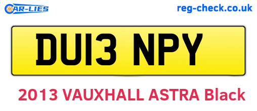 DU13NPY are the vehicle registration plates.