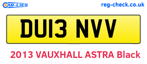 DU13NVV are the vehicle registration plates.