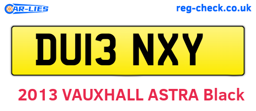 DU13NXY are the vehicle registration plates.