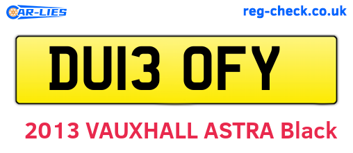 DU13OFY are the vehicle registration plates.
