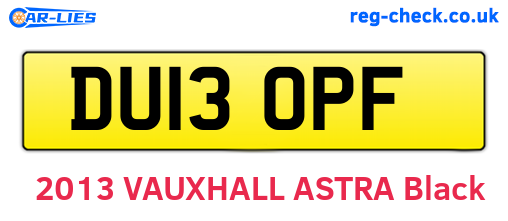 DU13OPF are the vehicle registration plates.