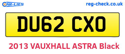 DU62CXO are the vehicle registration plates.