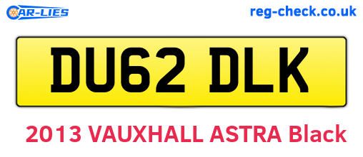 DU62DLK are the vehicle registration plates.