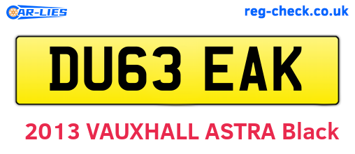 DU63EAK are the vehicle registration plates.