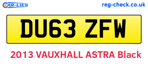 DU63ZFW are the vehicle registration plates.