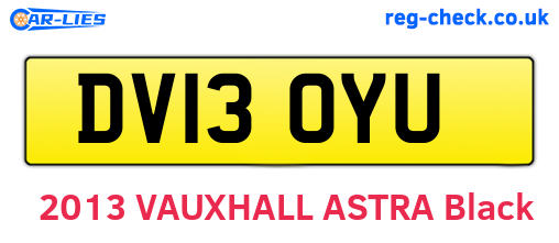 DV13OYU are the vehicle registration plates.