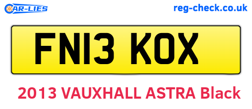 FN13KOX are the vehicle registration plates.