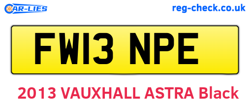 FW13NPE are the vehicle registration plates.