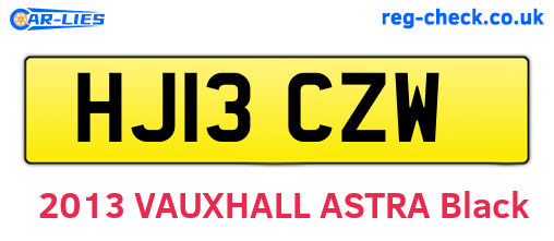 HJ13CZW are the vehicle registration plates.