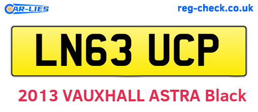LN63UCP are the vehicle registration plates.