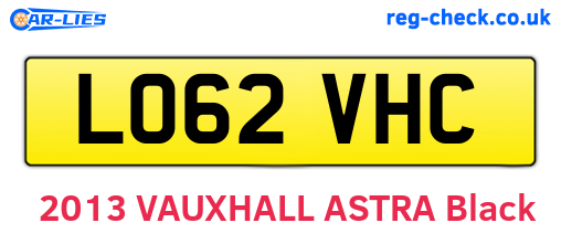 LO62VHC are the vehicle registration plates.
