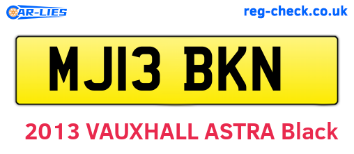 MJ13BKN are the vehicle registration plates.