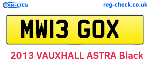 MW13GOX are the vehicle registration plates.