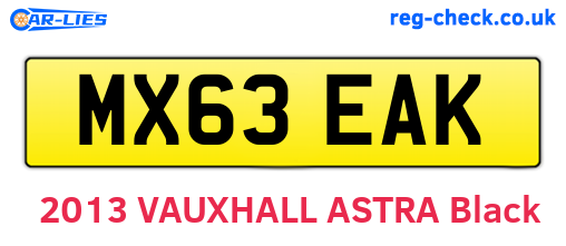 MX63EAK are the vehicle registration plates.
