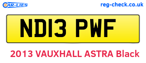 ND13PWF are the vehicle registration plates.