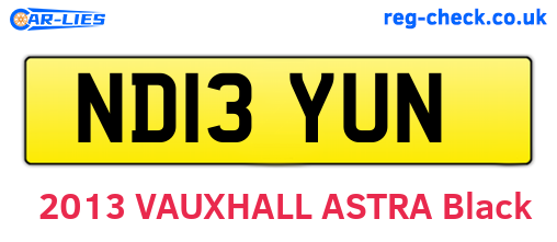 ND13YUN are the vehicle registration plates.
