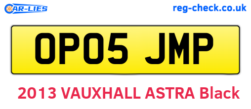 OP05JMP are the vehicle registration plates.