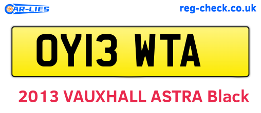 OY13WTA are the vehicle registration plates.