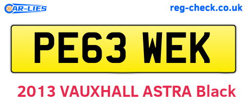 PE63WEK are the vehicle registration plates.