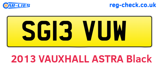 SG13VUW are the vehicle registration plates.
