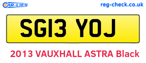 SG13YOJ are the vehicle registration plates.