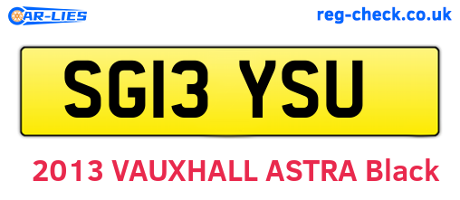 SG13YSU are the vehicle registration plates.