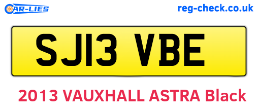 SJ13VBE are the vehicle registration plates.