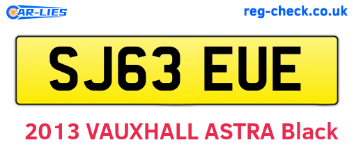 SJ63EUE are the vehicle registration plates.