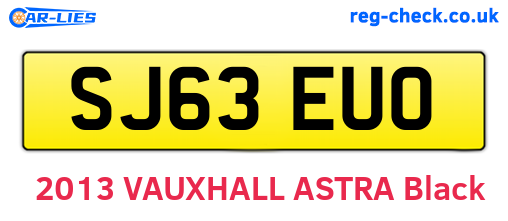 SJ63EUO are the vehicle registration plates.