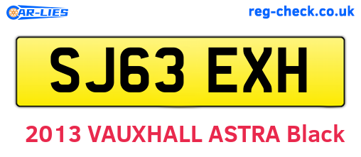 SJ63EXH are the vehicle registration plates.