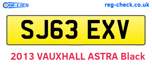 SJ63EXV are the vehicle registration plates.