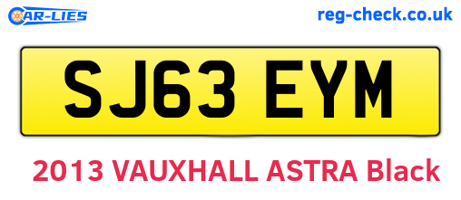 SJ63EYM are the vehicle registration plates.