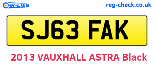 SJ63FAK are the vehicle registration plates.