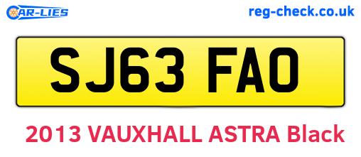 SJ63FAO are the vehicle registration plates.