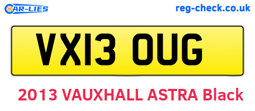VX13OUG are the vehicle registration plates.