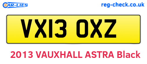 VX13OXZ are the vehicle registration plates.