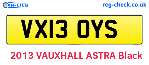 VX13OYS are the vehicle registration plates.